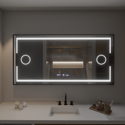 Obdélníkový LED zrcadlo 120x80cm Senzor Motionglow Sensor Marcello Desiclant Clock Defrosting System