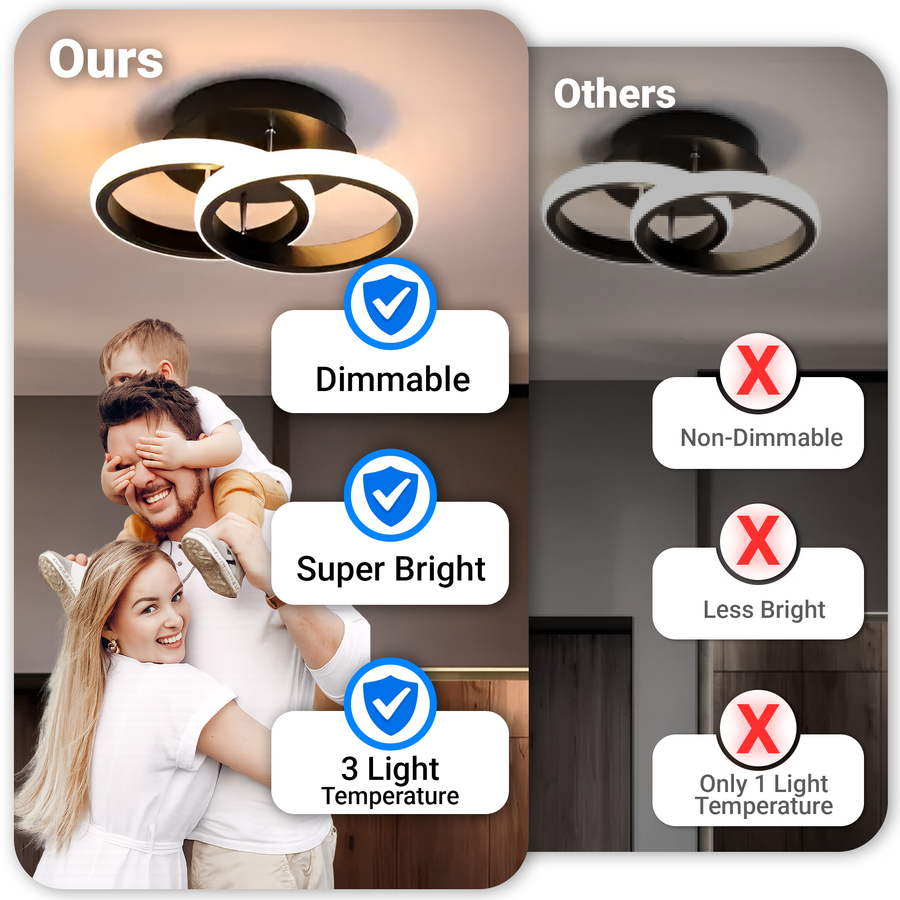LED lustr VERTEX CIRCULA 21W, 2 kruhy, kovové rámy, studené/teplé/neutrální světlo 3000K/4000K/6000K, černá, kov