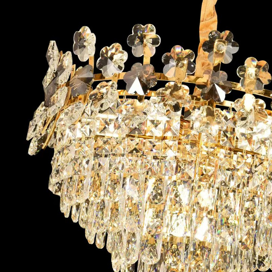 Clarelier Crystal Windsor Elegance 6x E14, průměr 49 cm, lesklé zlato, nastavitelná výška