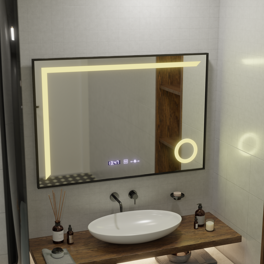 Senzor Sensor Sensor LED Sensor Sofia s rozmrazovací funkcí 110x65 cm teplé/studené/neutrální dimable světlo, ROSE GOLD BRUDHED FRAME, Marcello Funghi Collection