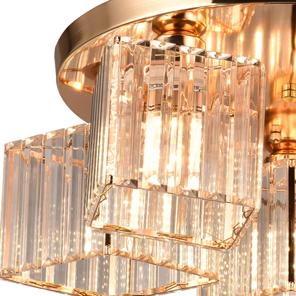 Sasha Moderní klasický lustr, LC117/5GD, 5x E27, kov a křišťál, zlato, stínidlo