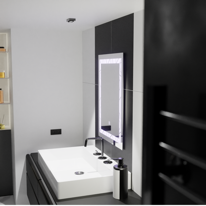 Zrcadlo LED obdélníkový 60x80 cm deco rám Základní dotek