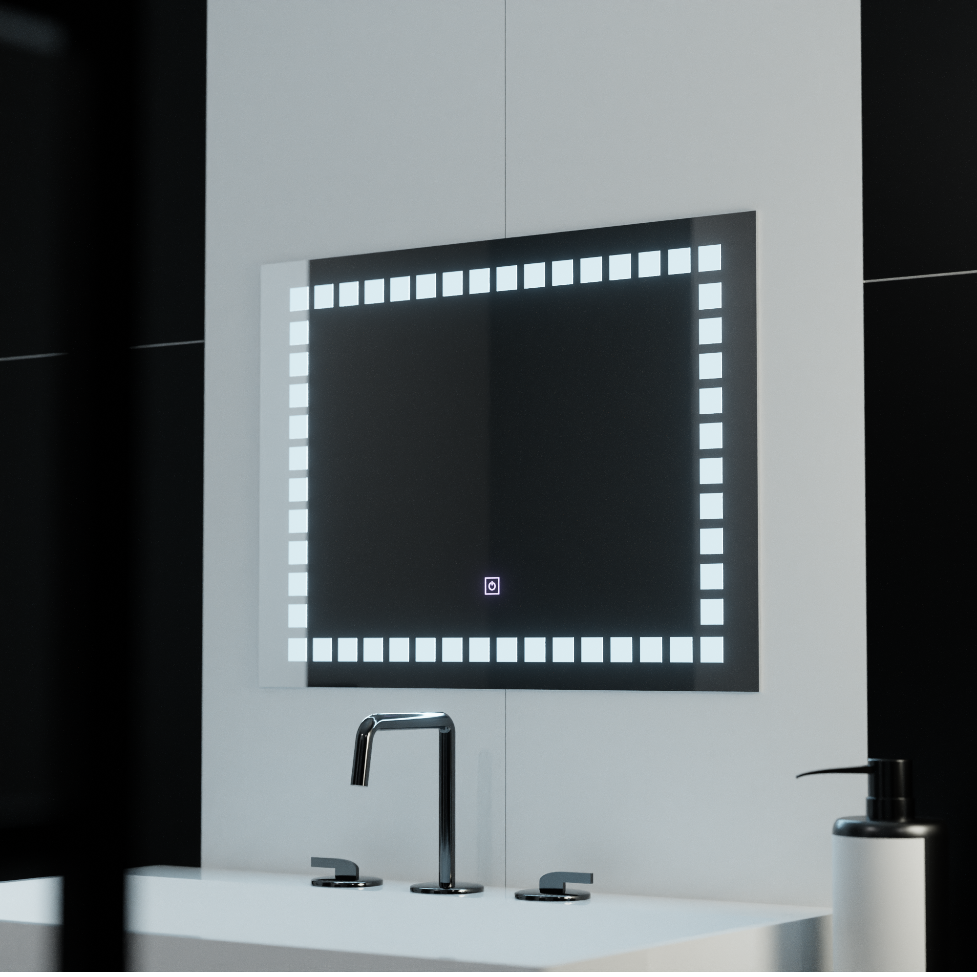 Zrcadlo LED obdélníkový 80x60cm mřížka světla Základní dotek