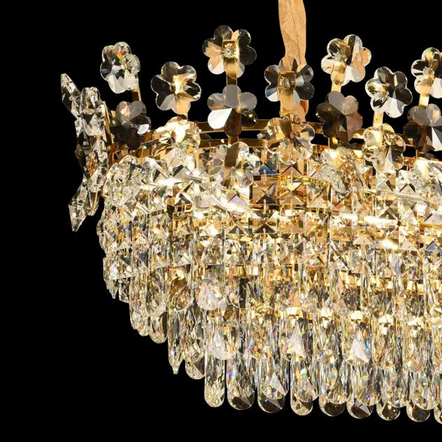 Clarelier Crystal Windsor Elegance 6x E14, průměr 49 cm, lesklé zlato, nastavitelná výška