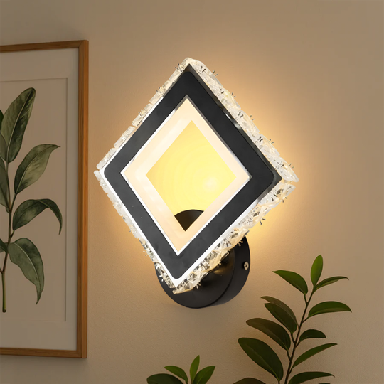 TERRANO LED nástěnné svítidlo s krystaly, čtvercové, 24W, studené/teplé/neutrální světlo, černá a nerezová vnitřní nástěnná svítidla Výchozí název Alessandro Design