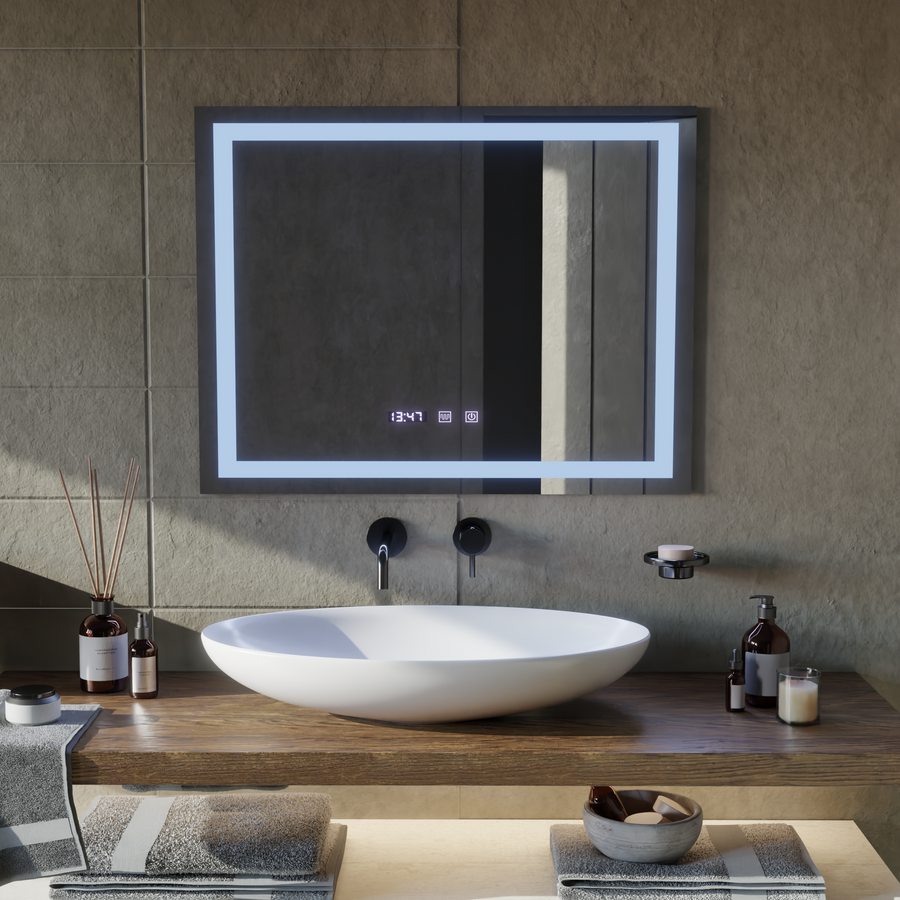 LED Touch Werner Mirror Defrition System, hodiny a teplota 80x60 cm