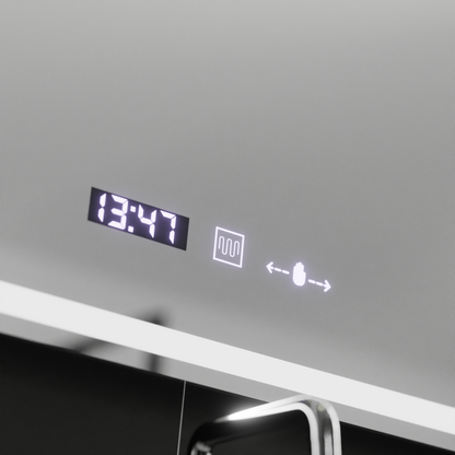 Zrcadlo LED obdélníkový 90x60cm Bellezza riflesso puro Motionglow Marcello Desical Clock Defrock System