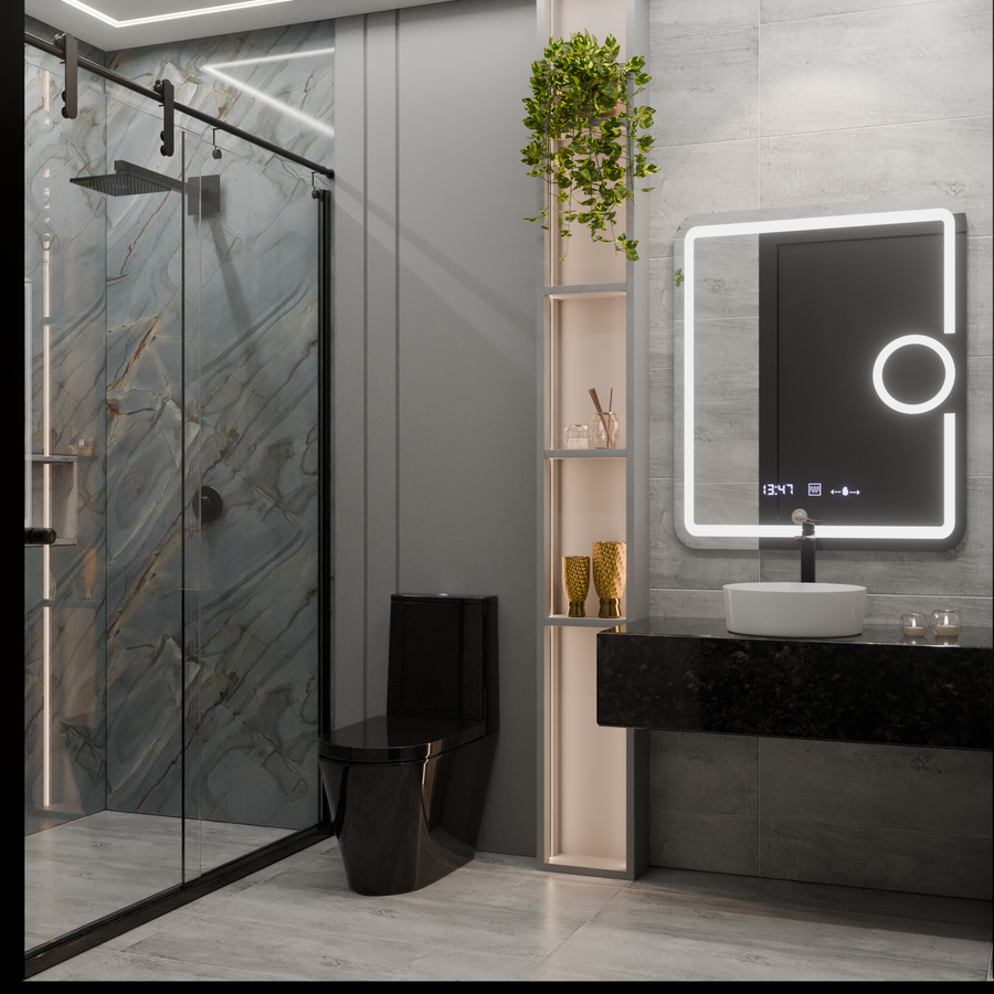 Zrcadlo LED obdélníkový 75x90cm Eclat Motiongllow Marcello Demontring System a teploměr kosmetiky dimable