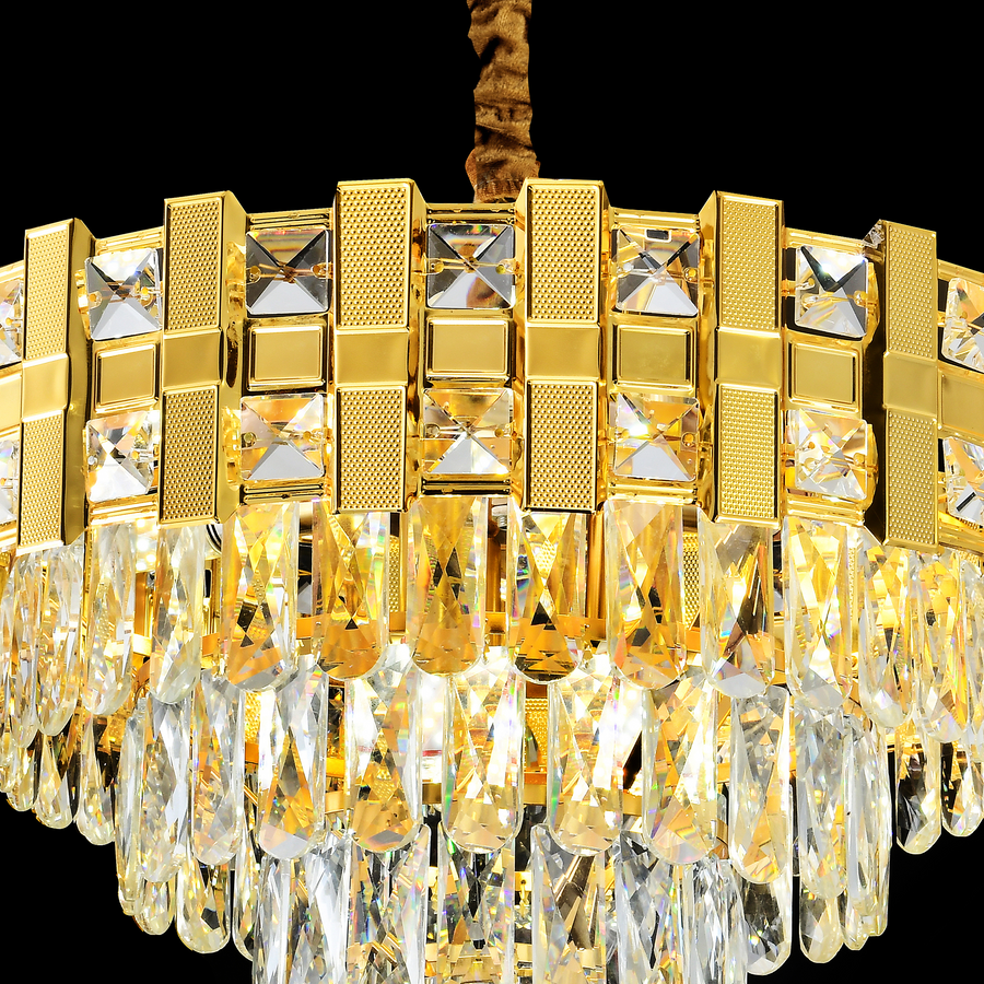 Crystal Chandier Aurelio Tesoro 8XE14, průměr 49 cm, lesklé zlato, rebbabilní výška