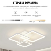 LED lustr s dálkovým ovládáním ZOE, 64W, 3 čtverce, studené/teplé/neutrální světlo, stmívatelné, bílá