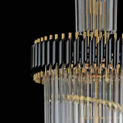 Křišťálový lustr CC900/700X2200, 34xE14, Průměr 70 cm, Výška 220 cm, Lesklá zlatá a černá, Nastavitelná výška, Elegantní design