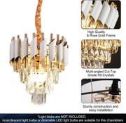 Křišťálový lustr VERSAILLES Petito 3xE14, Průměr 30cm, Lesklá zlato-bílá, Nastavitelná výška, Kov a Křišťál