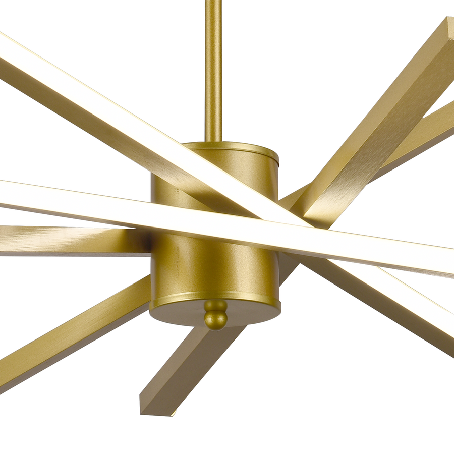 LED lustr s dálkovým ovládáním LT176/5GD, 69W, 5 prvků, studené/teplé/neutrální světlo 3000K/4000K/6000K, stmívatelný, zlatý, nastavitelná výška, kov a akryl