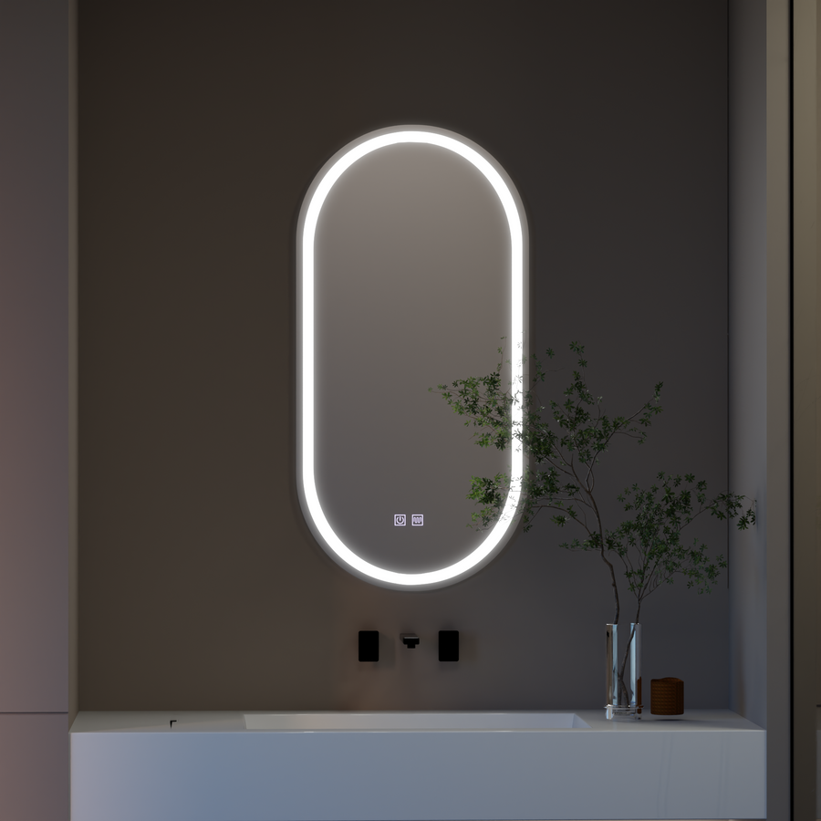 Mirror LED Oval 50x100cm Velara Touch System Dimable Demontling
