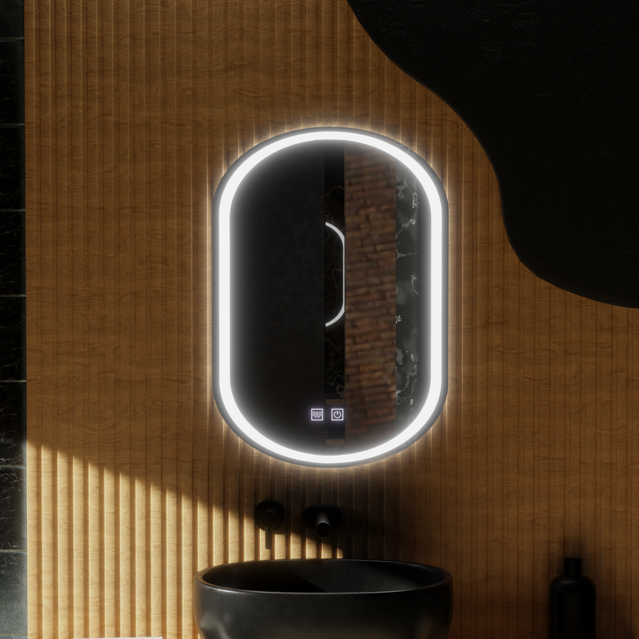 Oválné LED zrcadlo, 50x100cm, Velara Touch, Demister System, Stmívatelné