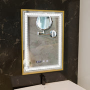 Mirror LED Touch Bruno zástupce oddělení, hodiny a teplota 60x80 cm stříbrný kartáčovaný rám