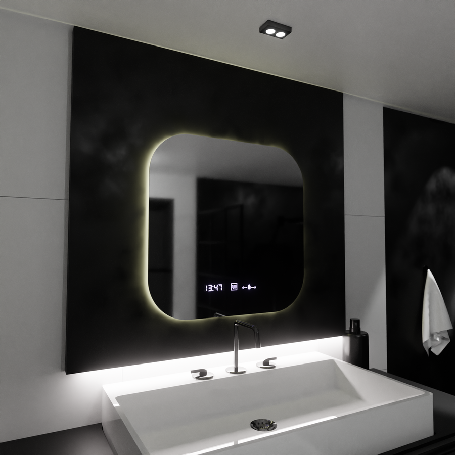 Obdélníkový LED zrcadlo 60x60cm harmonie pohybový pohyb Marcellow System Postižení & Daim teploměr