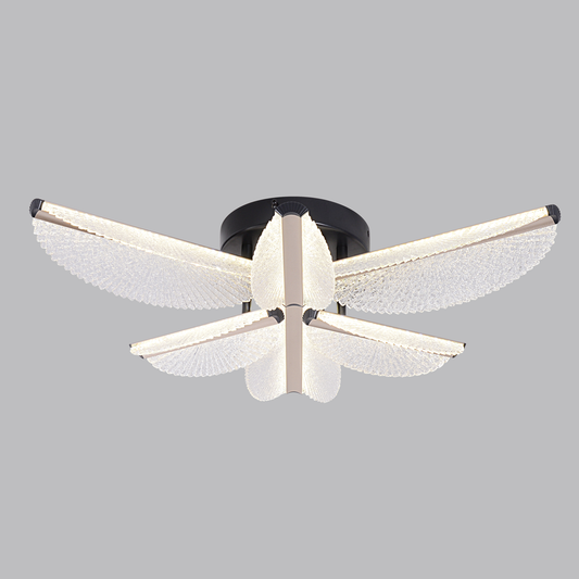 LED lustr s dálkovým ovládáním TULLIO 68W, 6 okvětních lístků, studené/teplé/neutrální světlo, stmívatelné, černá