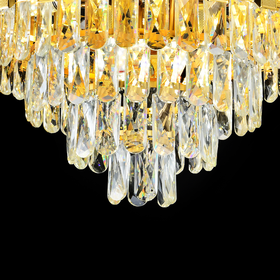 Crydelabure Crystal Aurelio Radiant 8xE14, průměr 60 cm, lesklé zlato, rebbabilní výška