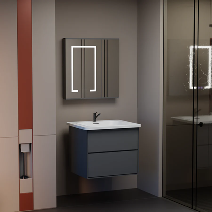 Sada koupelnového nábytku SANTORINI, 60x50cm, 2 kusy, šedá a bílá