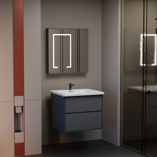 Sada koupelnového nábytku SANTORINI, 60x50cm, 2 kusy, šedá a bílá