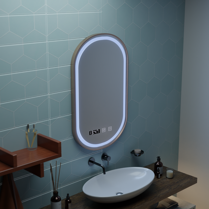 LED Touch Touch Konrad Mirror Defrition System, hodiny a teplota 50x80 cm zlatý rám štětce