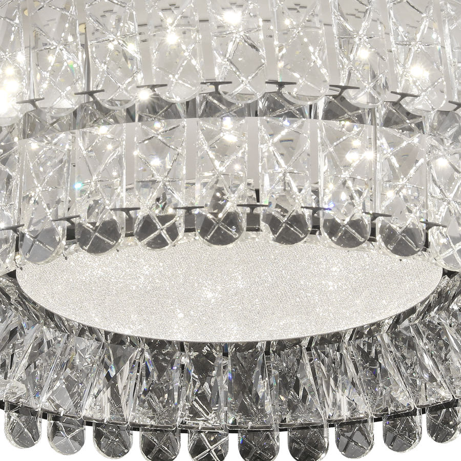 LED lustr LLC130/1CH, Křišťál a kov, 31W, 1 kruh, Stmívatelný, Nastavitelná výška, Studené/Teplé/Neutrální světlo, Luxusní osvětlení