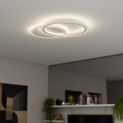 LED CHANDIER s dálkovým ovládáním Lucy, 40W, 2 kruhy, chladné/horké/neutrální světlo, paprsek, bílý