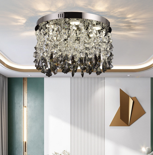 Křišťálový LED lustr LLC212/550BU kulatý, 30W, studené/teplé/neutrální světlo, krystaly, lesklý chrom