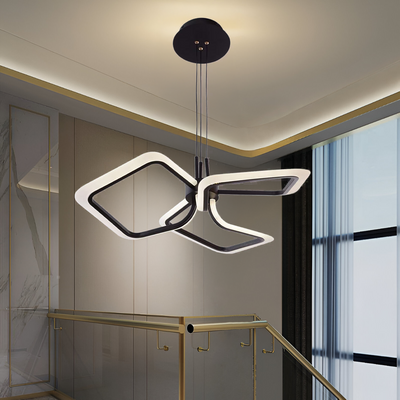 Závěsný LED lustr s dálkovým ovládáním RIMINI 56W, 3 čtverce, studené/teplé/neutrální světlo, stmívatelný, černý