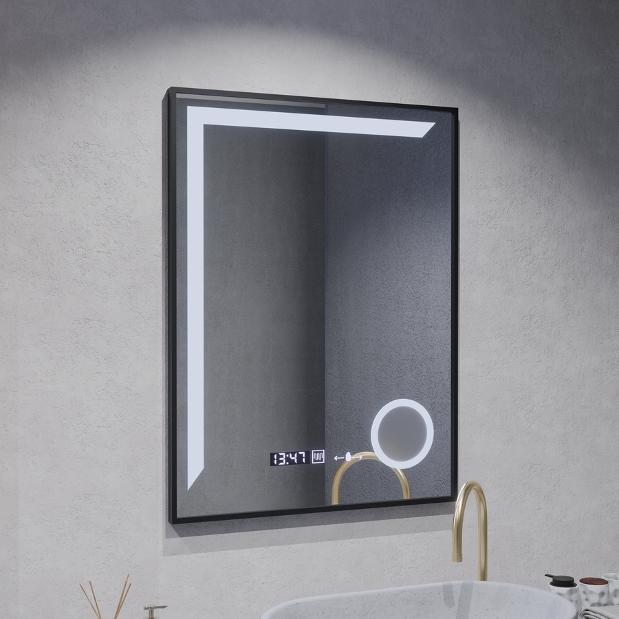 LED zrcadlové senzor pohybu Francesca 80x60 cm Studené světlo/studená/neutra Dimable System Debrosting Clock Marcello Funghhi Collection