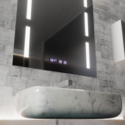 Zrcadlo LED Touch Erich S86/60X80 Systém odmlžování, hodiny a teplota 60x80 cm