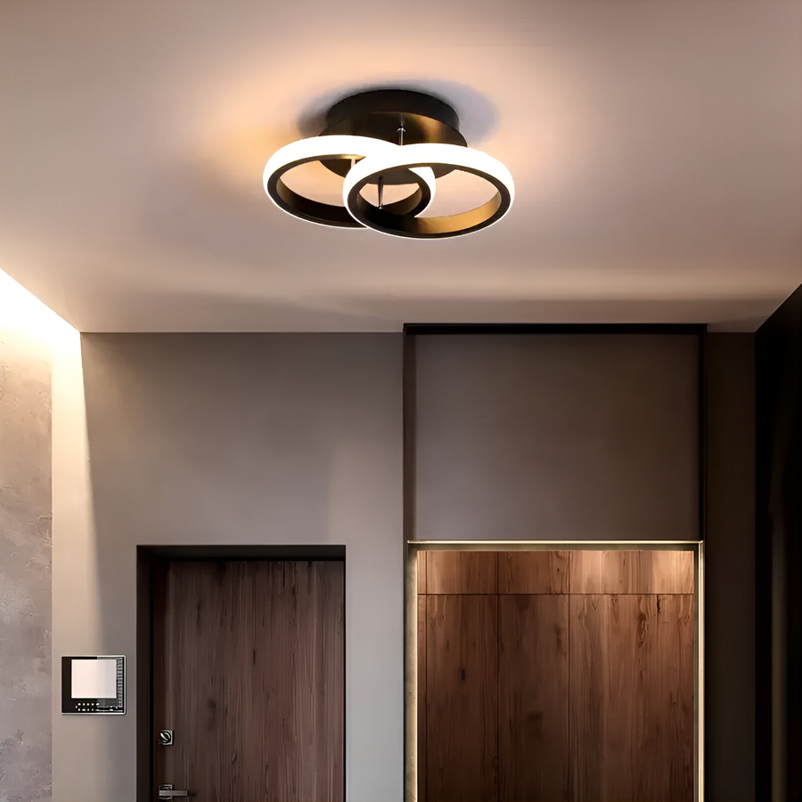 LED lustr VERTEX CIRCULA 22W, 2 kruhy, kovové rámy, studené/teplé/neutrální světlo, černá