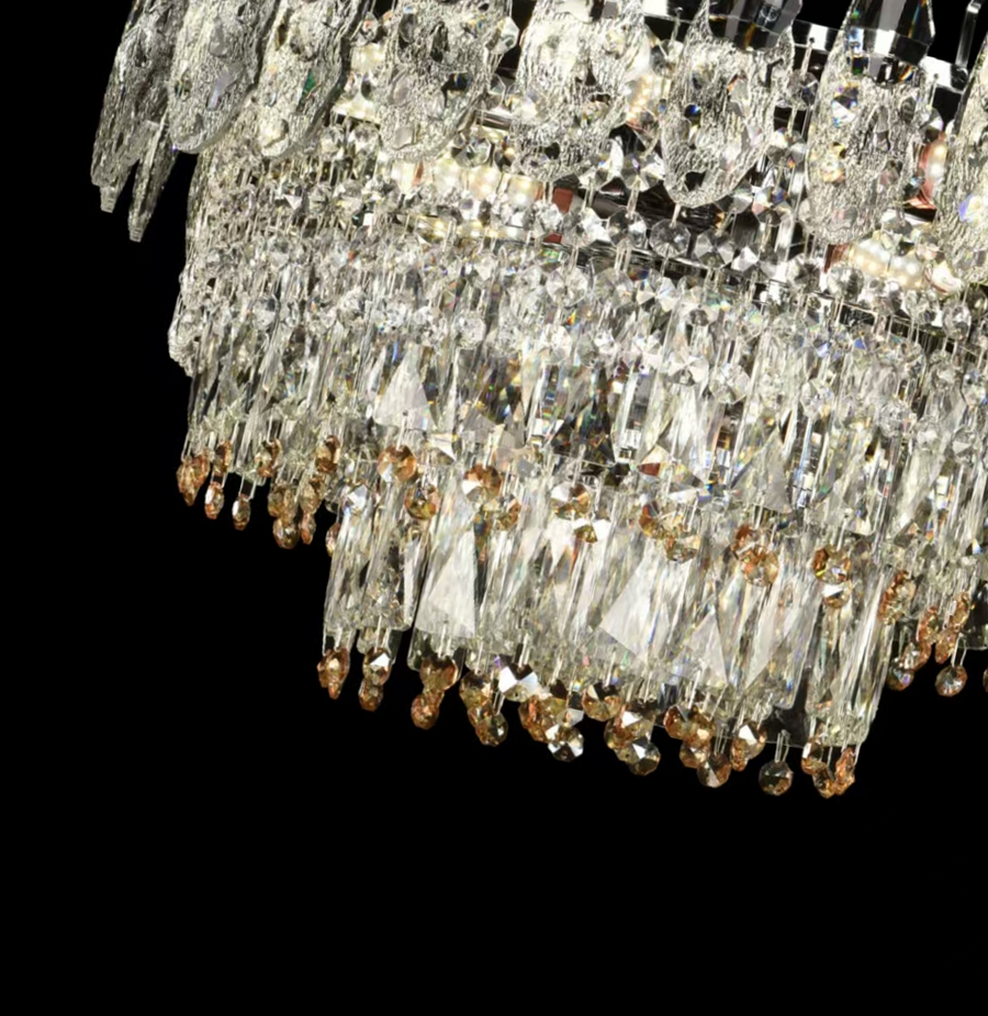 Clarelier Crystal Windsor Elegance 6x E14, průměr 49 cm, lesklé zlato, nastavitelná výška