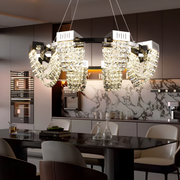 LED křišťálový lustr 40W, CC370/800CH, průměr 80cm, lesklý chrom, nastavitelná výška, teplé neutrální studené světlo 3000K/4000K/6000K, kov a krystal