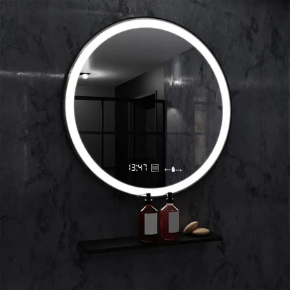 Mirror LED kolem 70 cm Celesti Majesti Noir Motionglow Marcello Clock Defrition System & Dimable teploměr