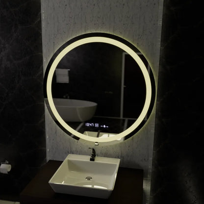 Kulatý LED zrcadlo 100 cm Celeste Motionglow Marcello Dimable Clock Dezoring System