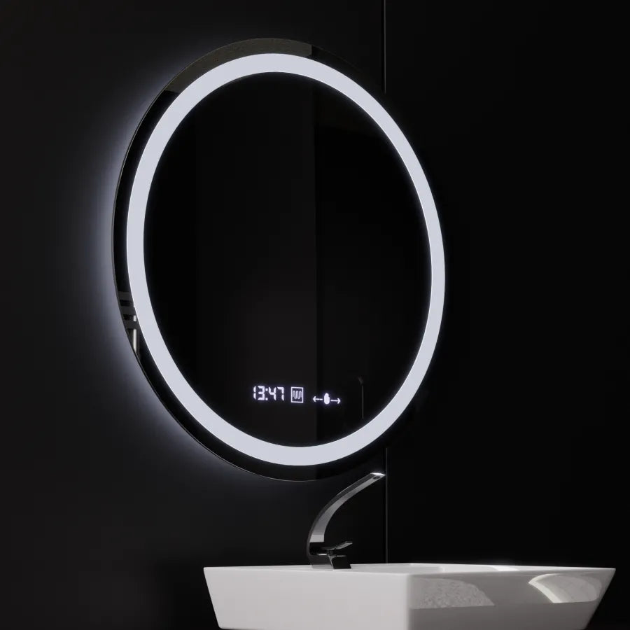 Zrcadlové kulaté LED LED 80 cm Celeste Motionglow Marcello Dimable Clock Dezoring System