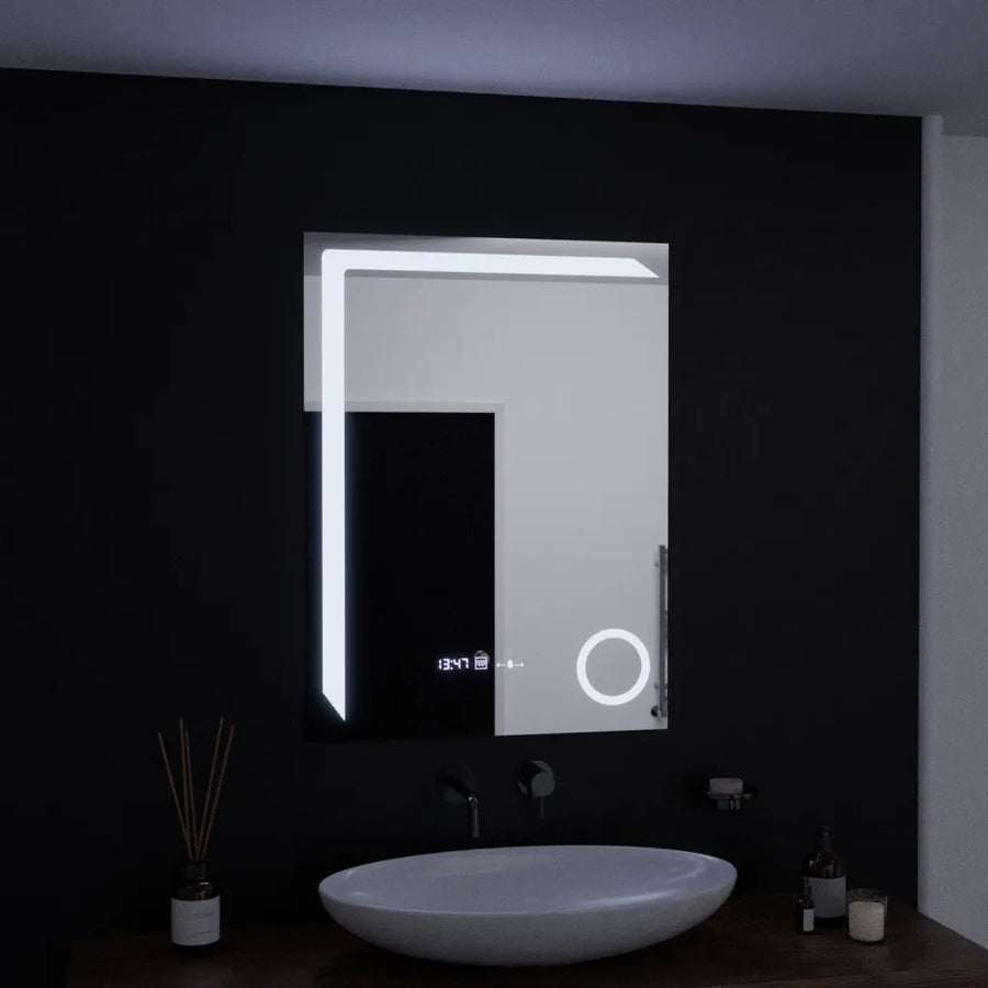 Zrcadlo LED obdélníkový 60x80cm Precision Motionglow Marcello Systémové postižení a teploměr z koamimického skla