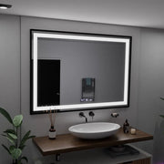 Zrcadlo LED obdélníkový 100x65cm Verite Majeste Noir Motion Glow Marcello Clock Defrost & Dimable teploměr
