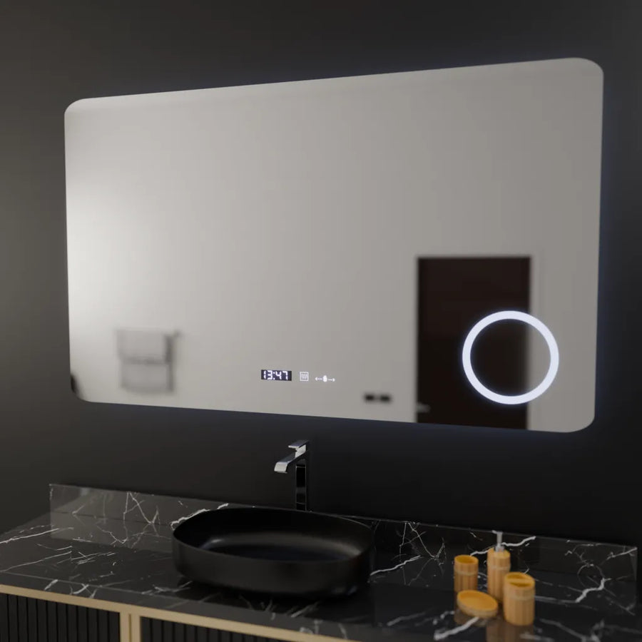 Zrcadlo LED obdélníkový 100x60 cm Celeste Motionglow Marcello demontážní hodiny odmrazování systému termometr
