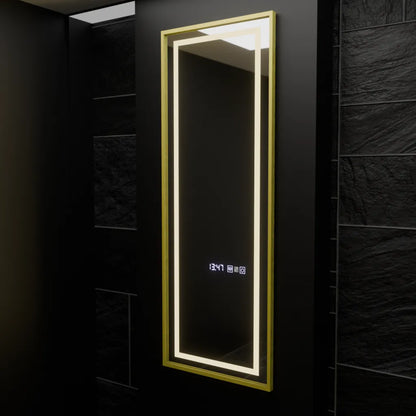 Zrcadlo LED obdélníkový 45x140cm Elena Marcello Sensor Radar System Dezoringové hodiny a dimable teploměr