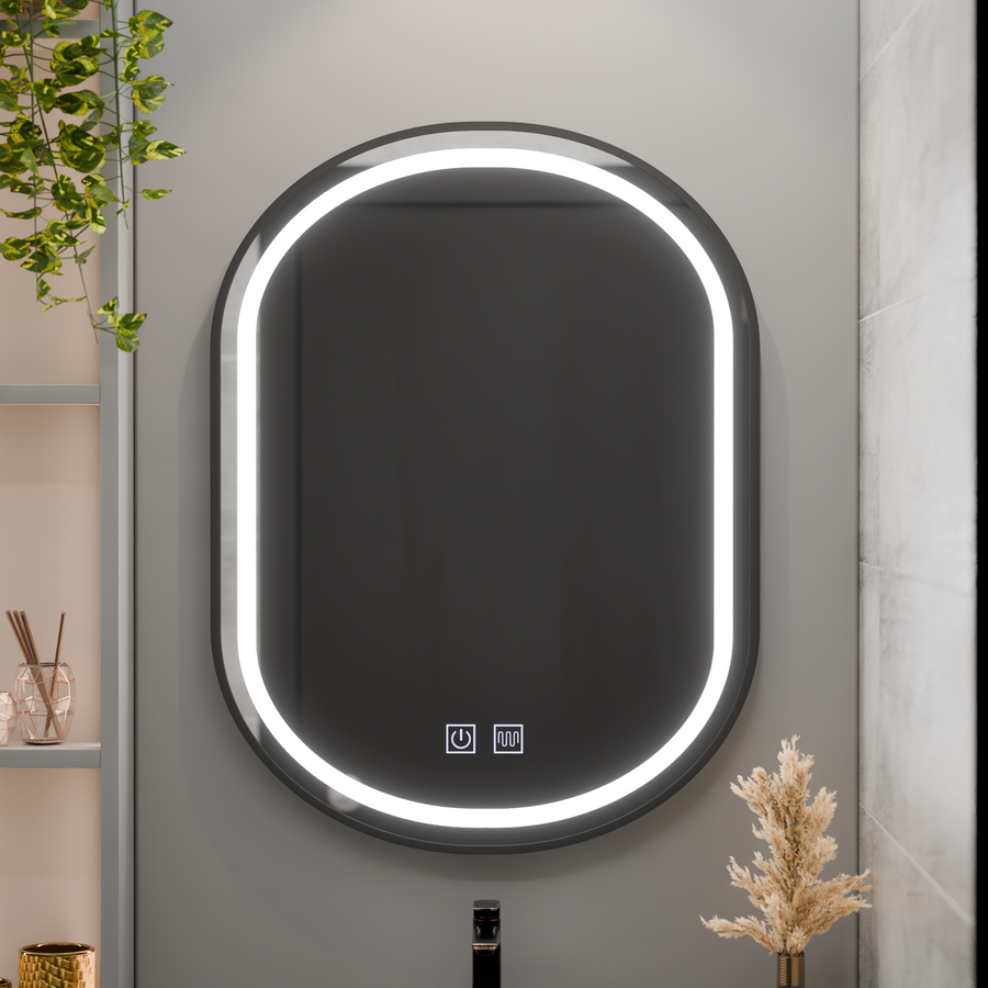 LED dotykový zrcadlo import nemoci Systém 50x80 cm Černý rám štětce