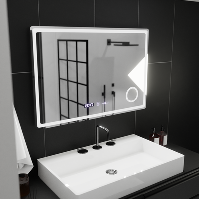 Zrcadlo LED obdélníkový 90x60cm Bellezza riflesso puro Motionglow Marcello Desical Clock Defrock System