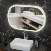 Oválné LED zrcadlo, 80x50cm, Altera Marcello MotionGlow Sensor, Demister System, Hodiny & Teploměr, Stmívatelné