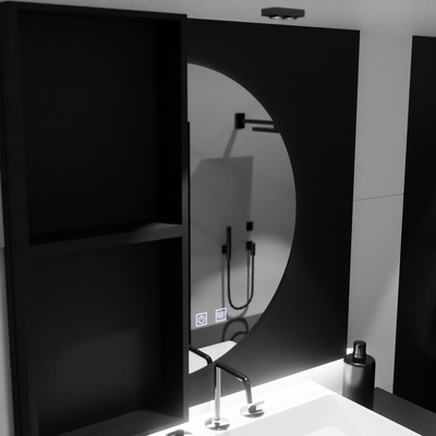 FELHOLD Crescent LED Zrcadlo, 220x110cm, Touch System, Studené světlo 6000K, Stmívatelné