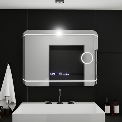 Obdélníkový LED zrcadlo 80x60cm Stile Motiongllow Marcello Dirusing System & Teplometer kosmetiky Dimable