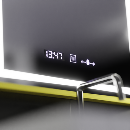 Obdélníkový LED zrcadlo 50x70cm Verite Royale Gold Motion Glow Marcello Dimable Clock Dezoring System