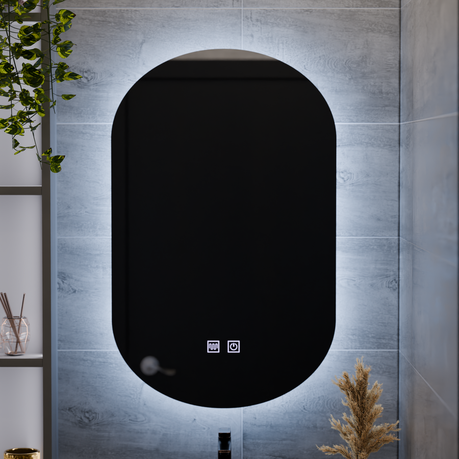 Oválné LED zrcadlo, 50X80cm, E14S/50X80, Touch, Demister System