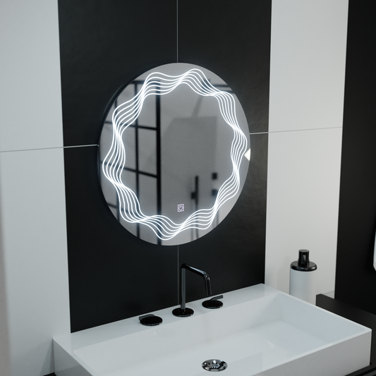 Zrcadlové kulaté LED 60 cm Flusso Touch Dimable Defrition System